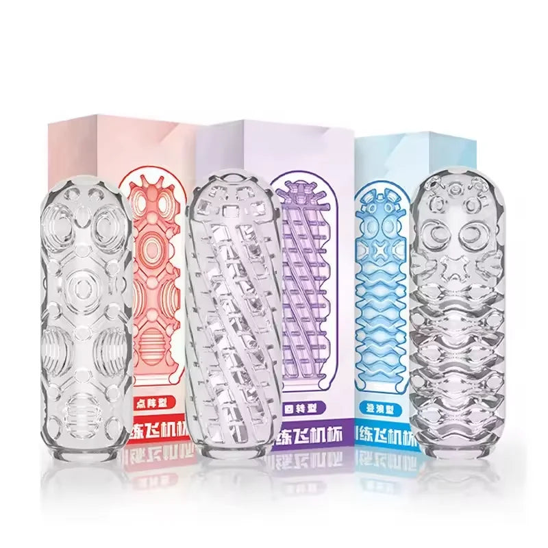 Masturbation Cup For Men Simulated Soft Vagina Transparent Adult Endurance Exercise Adult Vacuum Aircraft Pocket Cup Male SexToy