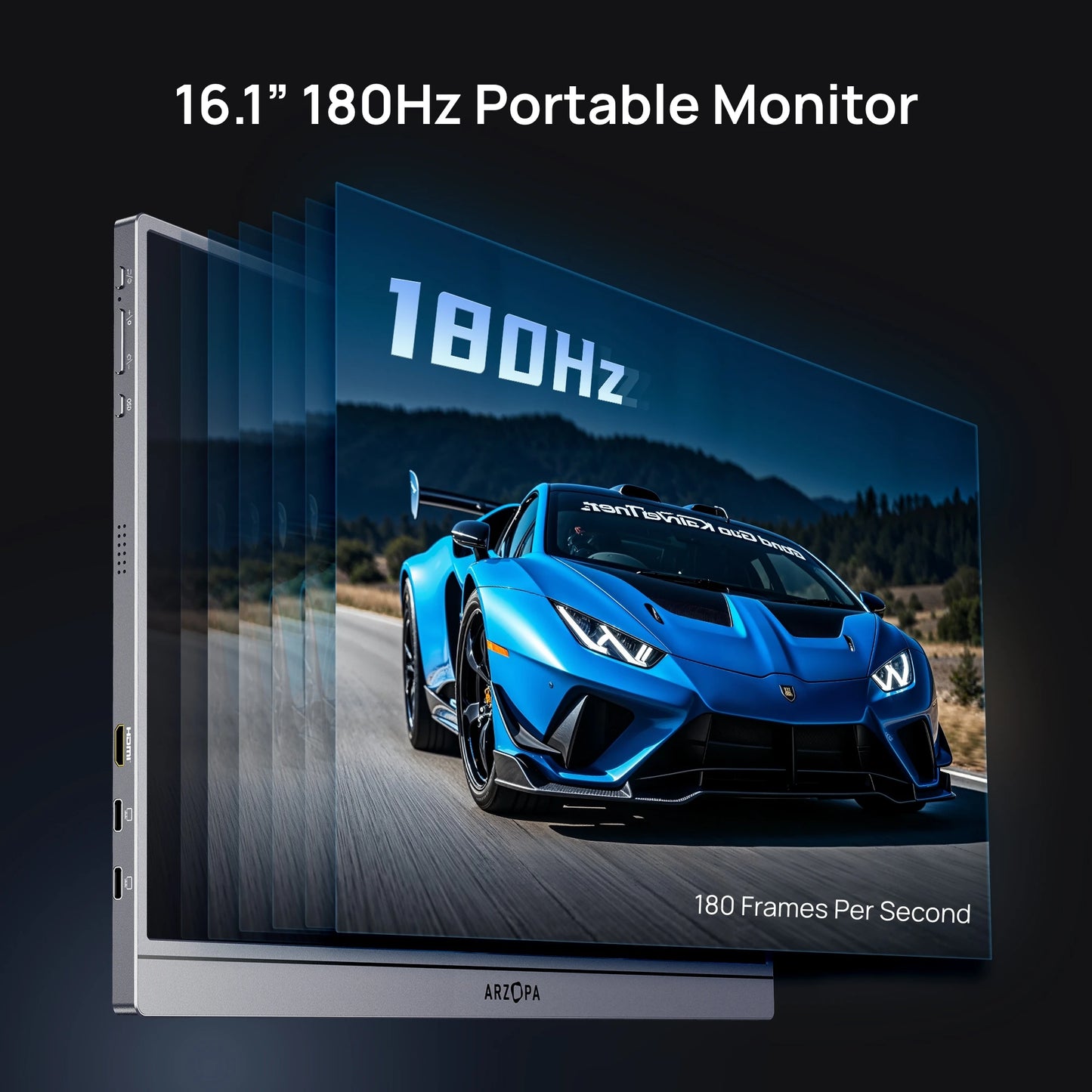 ARZOPA 16.1 inch 2.5k 180HZ External Portable Monitor HDR IPS Screen Second PC Displays for Gaming Working Anytime Anywhere Z3FC
