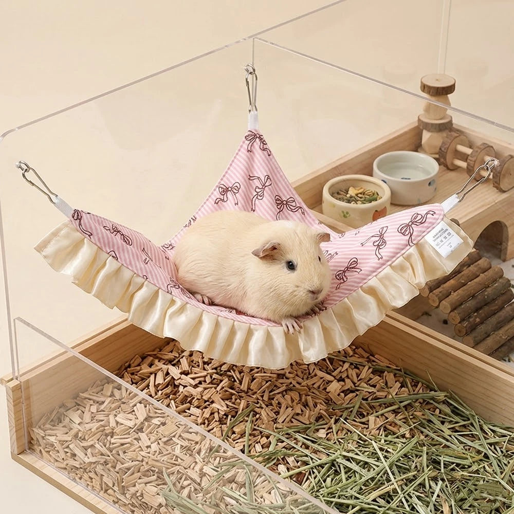 1 PC Triangle Small Pet Hammock Guinea Pig Bed Hanging Corner Hideout for Pet Hamster Bird Squirrel Breathable Lace Nest Supply