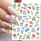 3d Nail Art Decals Watercolor Florals Purple Green Pink Flowers Leafs Fruit Adhesive Sliders Nail Stickers For Manicure