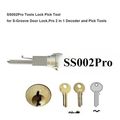 For Lishi Yale Picks Picking SS001 SS002 2 in1 Locksmith Tools Master Key Decoder Micha Decoder Hooks Topolines To Open Locks