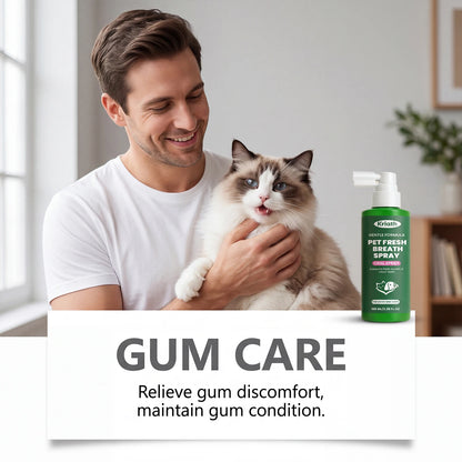 Kriath Pet Fresh Breath Oral Spray Removing Plaque Buildup Eliminate Bad Odor Relieve Oral Discomfort Pet Teeth & Gum Care Mist
