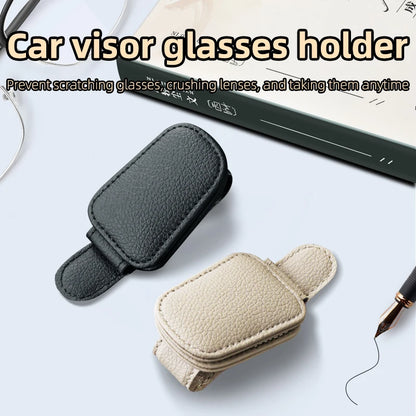 JFBONIN Leather Magnetic Sunglasses Holder Car Sunshade Accessory with Ticket Clip Functional Sunshades Car Accessory