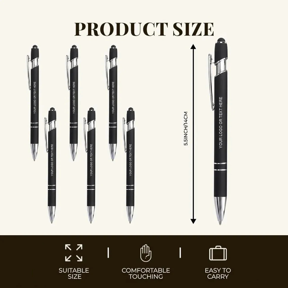 Custom 2-in-1 Engraved Pens 5 Pcs Bulk, Personalized Name Pens for Business & Corporate Gifts