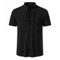 Men's Retro Shirt Short Sleeve Cotton Linen Lightweight Breathable Solid Color Fashion Tops Pirate V-neck Male Stylish Shirs
