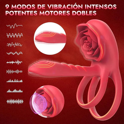 Rose Cock Ring Vibrator G Spot Nipple Clitoral Stimulator Male Penisring Delay Ejaculation Sex Toys for Couple 18+