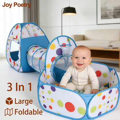 3In1 2.7M Children Ball Pool with Basket Portable Baby Pit Crawling Tunnel Balloon Playpen Tent Kid Indoor Outdoor Yard Toy Gift
