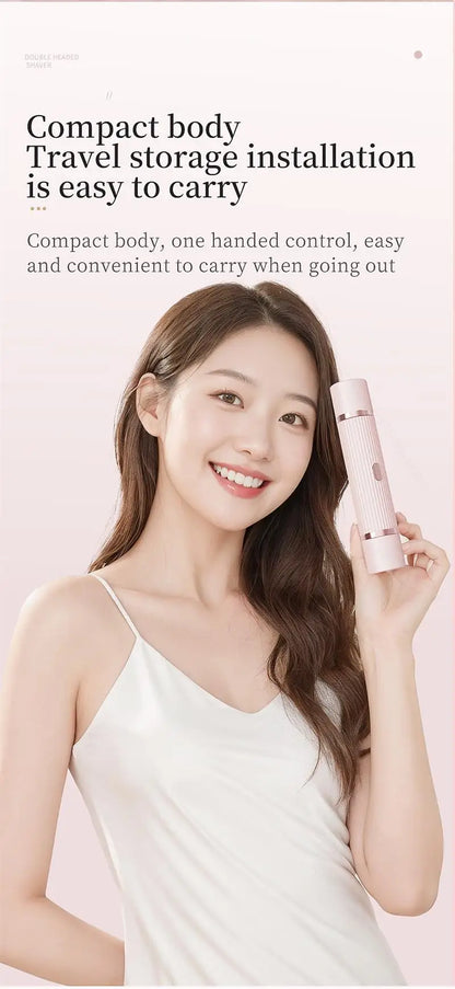 Electric Razor for Women Bikini Underarm Lady Facial Razor Waterproof Double Head Hair Removal Epilator Electric Female Trimmer