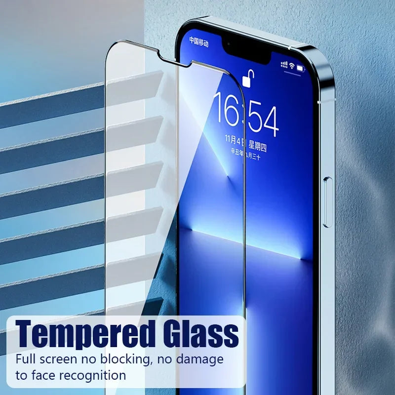 2-4PCS Full Cover Tempered Glass Screen Protector For iPhone17 15 14 13 12 Pro Max Protection Glass For iPhone 13 14 16 Pro Max