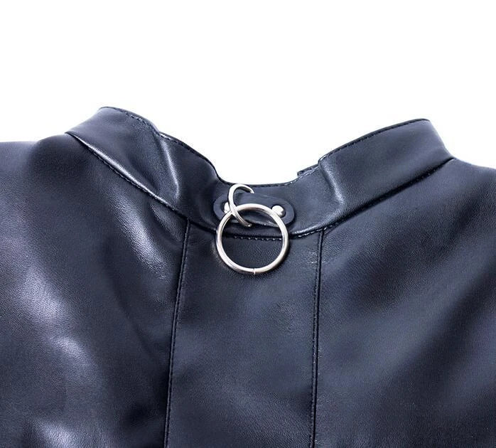 Leather SM Lingerie Straitjacket with Crotch Strap,Games Bondage Straight Jacket Harness,Slave Role Gimp Costumes BDSM Sextoys