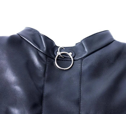 Leather SM Lingerie Straitjacket with Crotch Strap,Games Bondage Straight Jacket Harness,Slave Role Gimp Costumes BDSM Sextoys