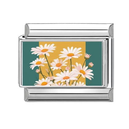 2025 Women's Fashion Colorful Flowers Oil Painting Style Series Italian Charms Fit 9mm Stainless Steel Bracelet DIY Jewelry Gift