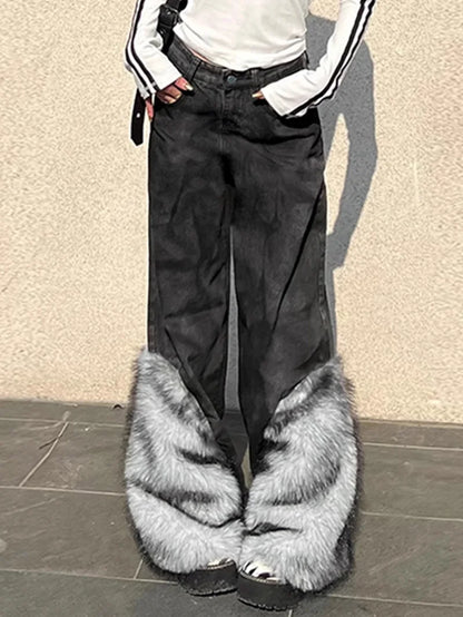 2025 Autumn Winter Women's Denim Pants Dark Academia Flared Jean Bell Bottom Designer Cyber Punk Japanese Y2k 2000s Goblin Core