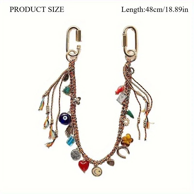 1Pc Ethnic Woven Pendant Multi-Layer Tassel Necklace Retro Fashion Accessories Women's Bohemian Style Jewelry