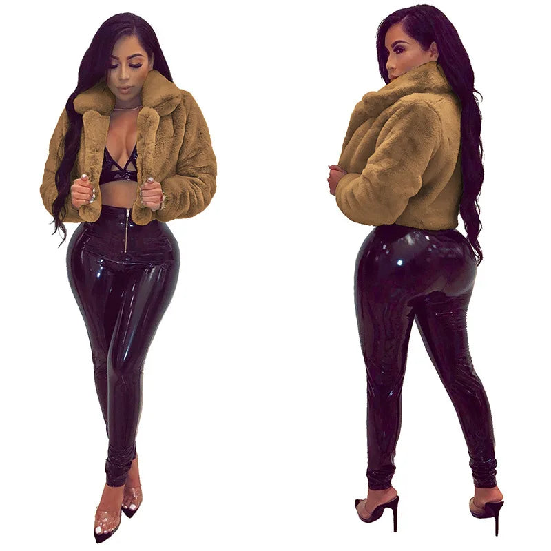 Women Coat Faux Fur Coats Sexy Short Jackets Turn Down Collar Long Maxi Loose Open Stitch Thick Warm Outerwear Autumn Winter