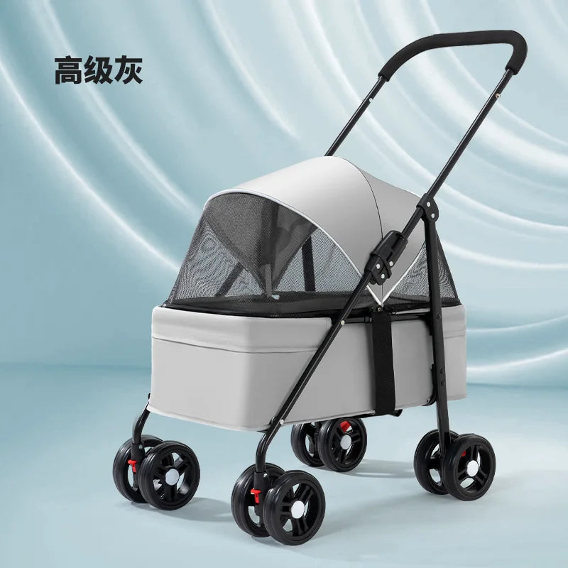 2026 New Lightweight Foldable Pet Stroller Teddy Cat Dog Handcart Outdoor Travel Cart for Small Pets