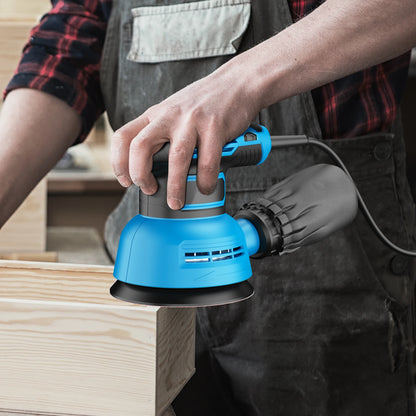 5 Inch Variable Speed Orbital Sander, Eccentric Grinding & Polishing Machine, Handheld Electric Sander for Paint Polishing, Surface Sanding, Rust Removal, Wood and Metal Finishing Work