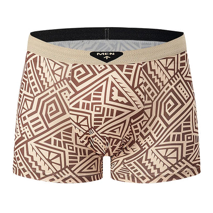 4-piece Set Of Men's Seasonal Fashionable Printed Underwear Comfortable Elastic Waist Flat Angle Pants Plus Size Casual Shorts