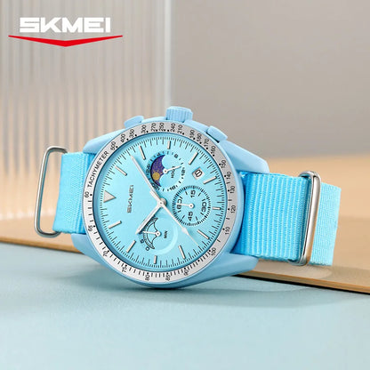 SKMEI 9392 Quartz Chronograph Watches Men Women Date 30M Waterproof Sport Wristwatch Fashion Nylon Strap Watch Gifts Reloj Mujer