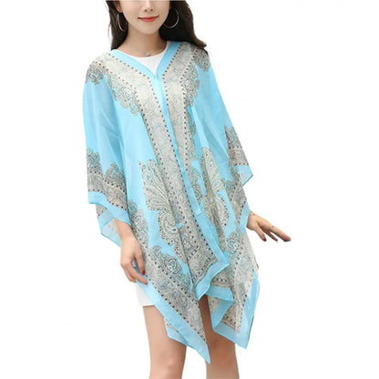 Women Shawl Cashew Print Beads Ladies Loose-fitting Sexy Cover Up for Vacation Woman Scarf Ladies Shawl