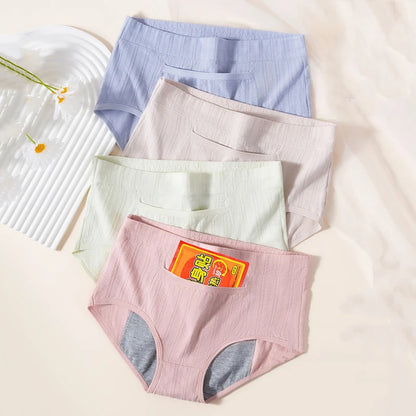 4Pcs Women's Menstrual Panties Physiological Pants Leak Proof Underwear Ladies Period Panty High Waist Cotton Briefs Lingerie