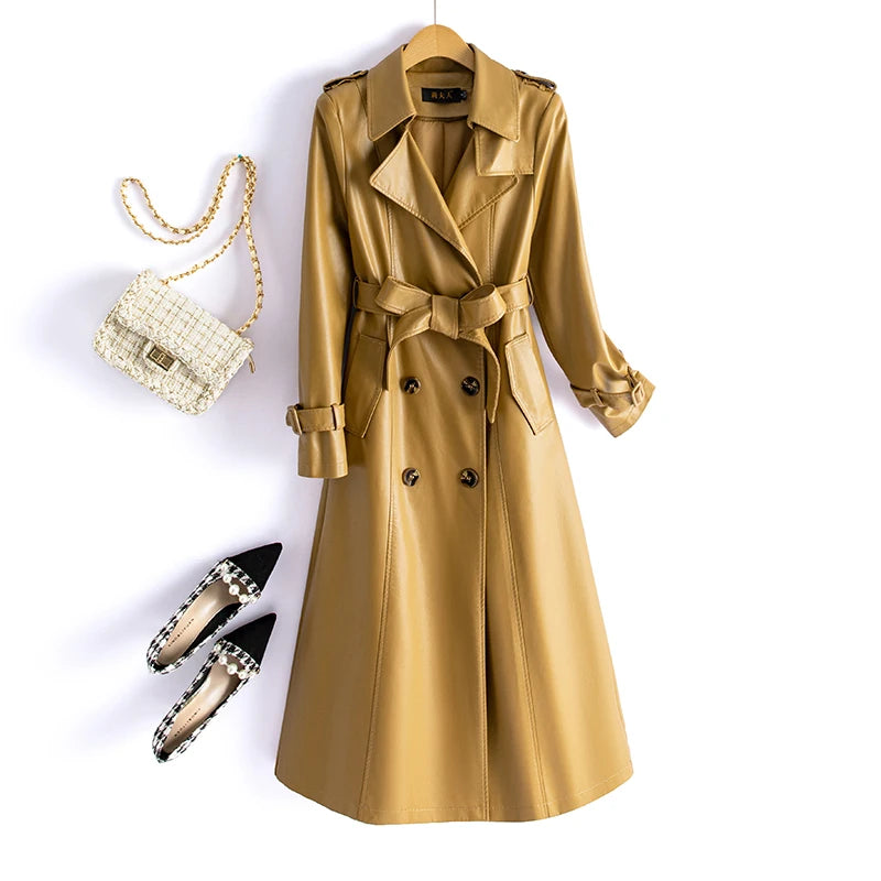 Real Leather Sheepskin Coat Women's Mid-Length Stylish Slimming Autumn Winter New Korean Style Coat Over-Knee Outerwear