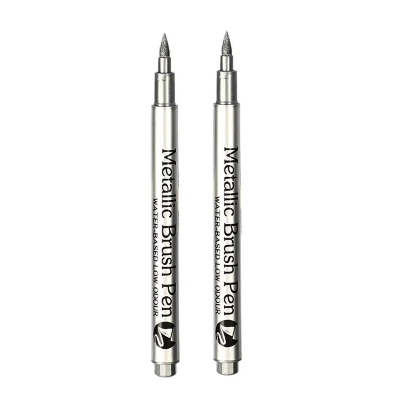 1/2PCS Gold Silver Metallic Marker Pen Waterproof Permanent Paint Marker Pen for Rock, Mug, Ceramic, Glass DIY Painting Supplies