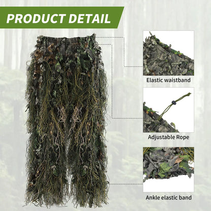 JOAXOR Ghillie Suit 3D Leafy Camo Hunting Suits, Woodland Gilly Suits Gillies Suits for Men, Leaf Camouflage Hunting Suits