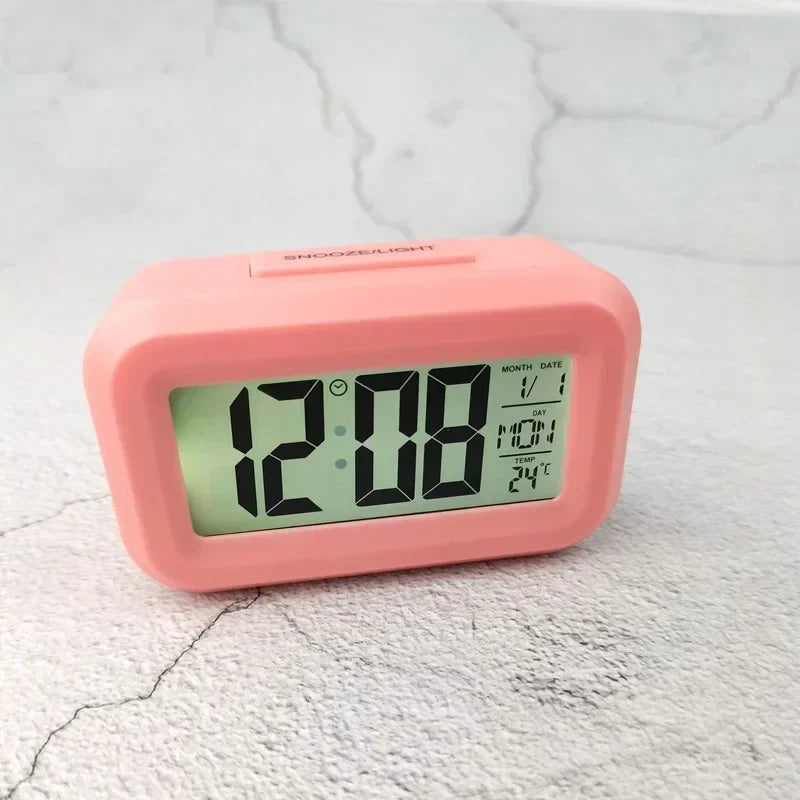 Led Digital Alarm Clock with Light Sensor, Luminous Display, Snooze, Mute, Calendar, Backlight, Always-On Desktop Table Clock