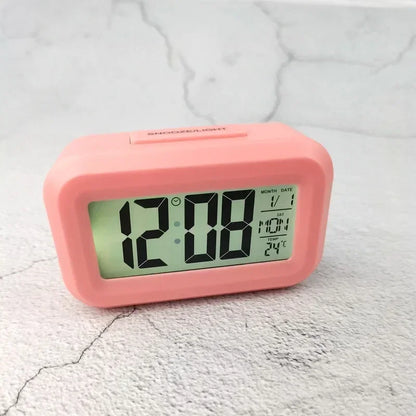 Led Digital Alarm Clock with Light Sensor, Luminous Display, Snooze, Mute, Calendar, Backlight, Always-On Desktop Table Clock