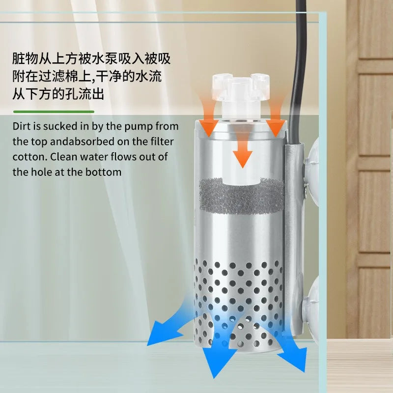 Aquarium Electric Oil Removal Film Fish Tank Stainless Steel USB Filter Self-Priming Floating Head Oil Film Processor