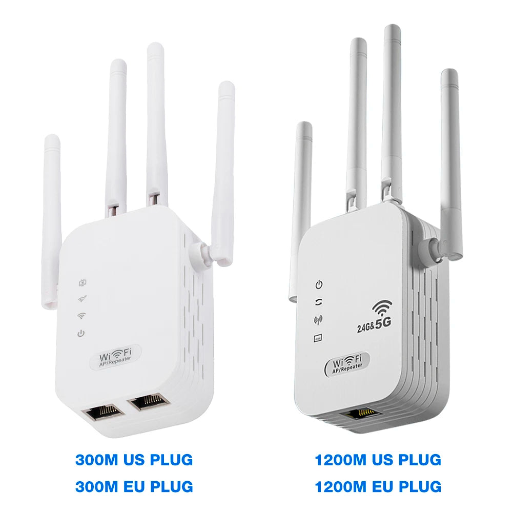 1200Mbps WiFi Repeater Signal Amplifier Dual Band 2.4G 5G WI-FI Signal Booster Long Range WIFI Network Extender for Home Office