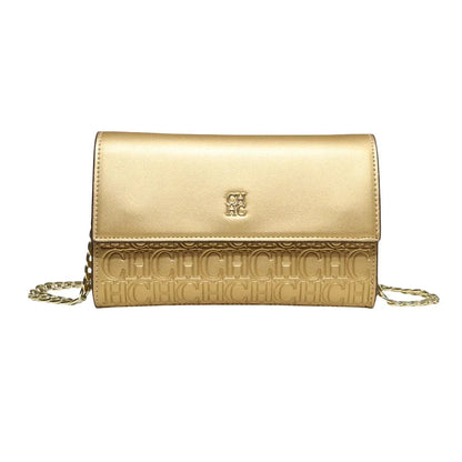 CH Women Crossbody Bag Splicing Letter Print Metal Chain Shoulder Purse PU Leather Flap Small Ladies Evening Clutch Handbag Gift