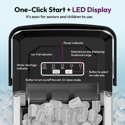 LOEFME 12kg/24h Electric Ice Maker Desktop Fully Automatic Bullet Ice Fast Ice Maker Machine Self-Cleaning Home Cafes Camping