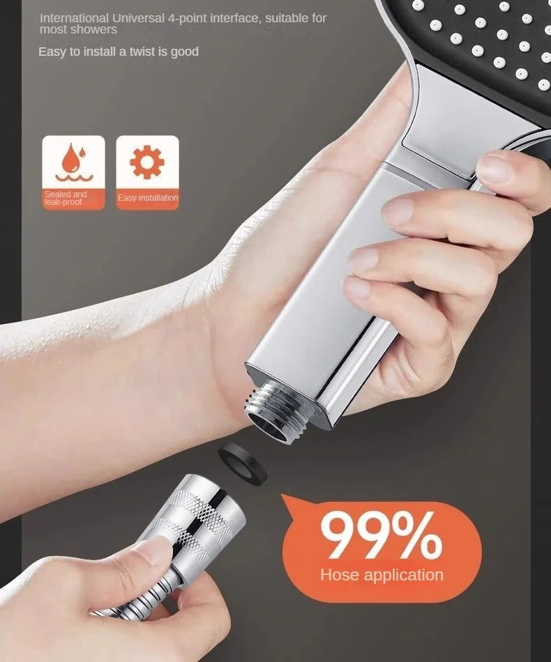 13CM Large Panel Shower 3 Modes Shower Head High Pressure Water Massage Shower Head Set with Cartridge Bathroom Accessories