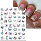 3d Nail Art Decals Elegant White RoyalBlue Roses Flowers Adhesive Sliders Nail Stickers Decoration For Nail Manicure