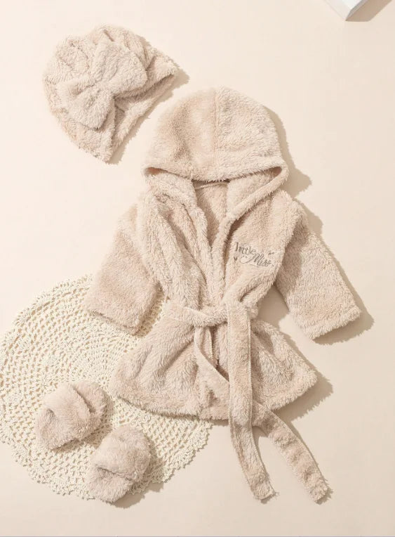 Newborn Photography Props Bathrobes Bath With Belt Shower Cap Outfit Photo Props for Infant Boys Girls Shoot  Accessories-HD