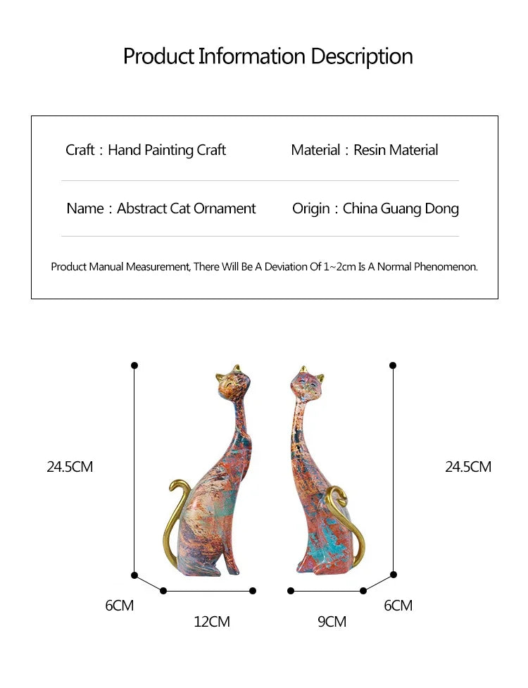 Home Decor Nordic Graffiti Art Oil Painting Cat Decoration Resin Abstract Ornament Figurines Bedroom Desktop Porch Cat Sculpture
