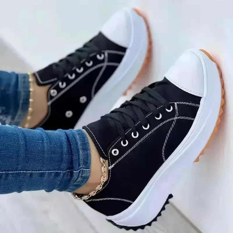 Shoes for Women Classic White Canvas Sneakers Fashion Platform Women Casual shoes High Quality Lace-Up Feamle Tennis Shoes 35-43