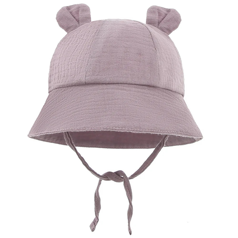 Baby Cotton Sun Hat New Children Outdoor Rabbit Ear Beach Caps Boy Girl Print Panama Hat Unisex Beach Bucket Hat For 3-12 Months