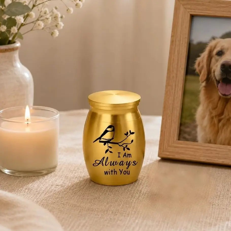 L27 Mini Stainless Steel Pet Cremation Urn Bird Branch Ashes Keepsake Memorial Container for Dog Cat Loss Remembrance Gift