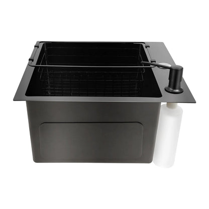 High-Class Kitchen Sink Complete Set,45*40*20Cm,201 Stainless Steel Durable Large Capacity Clean Sink，Single Bowl Black Sink