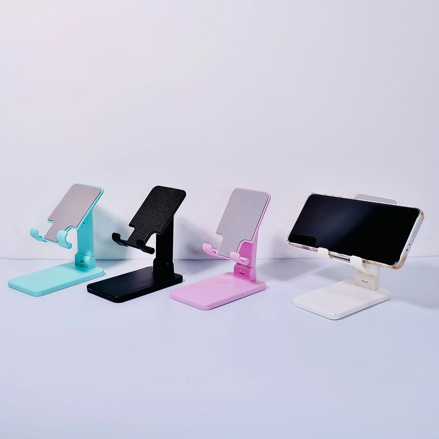 Adjustable Phone & Tablet Stand for Bed and Desk – Foldable, Portable, Height-Adjustable Holder for Watching Videos, Live Stream
