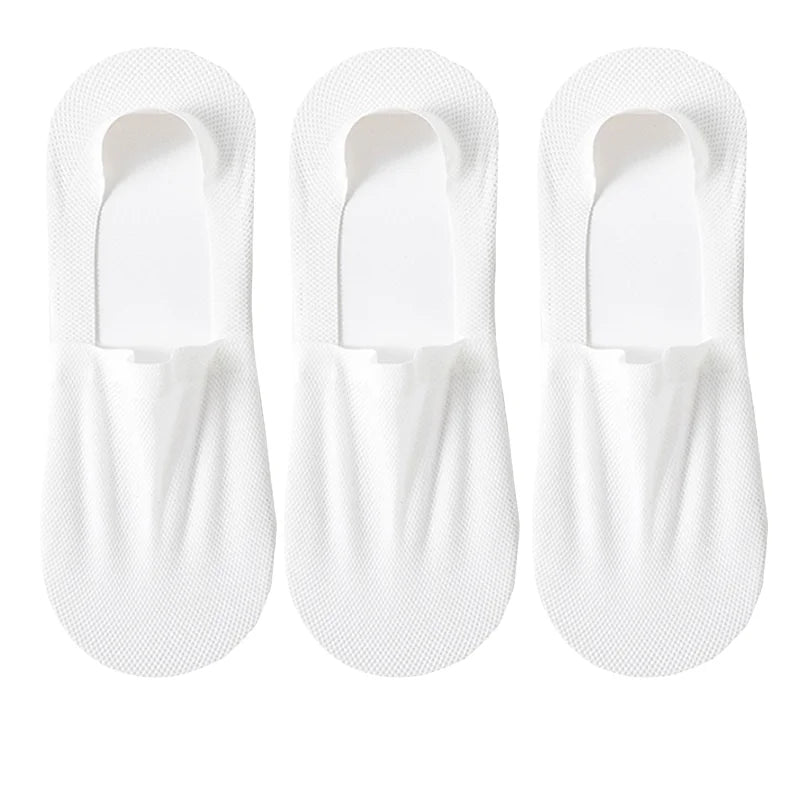 3Pairs Men Boat Socks Thin Breathable Soft Casual Summer Invisible Sock High Quality Solid Color Silicone Non-slip Low Cut Sox