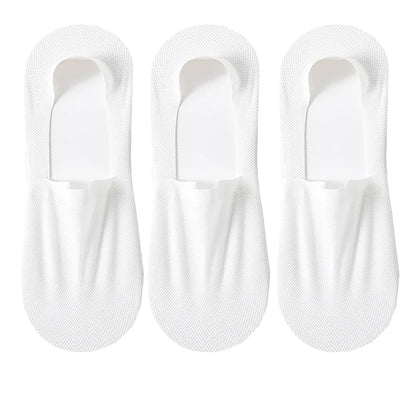 3Pairs Men Boat Socks Thin Breathable Soft Casual Summer Invisible Sock High Quality Solid Color Silicone Non-slip Low Cut Sox