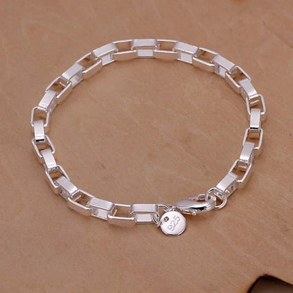 Fine 925 Sterling Silver Noble Nice Chain Solid Bracelet for Women Men Charms Party Gift Wedding Fashion Jewelry Hot Model
