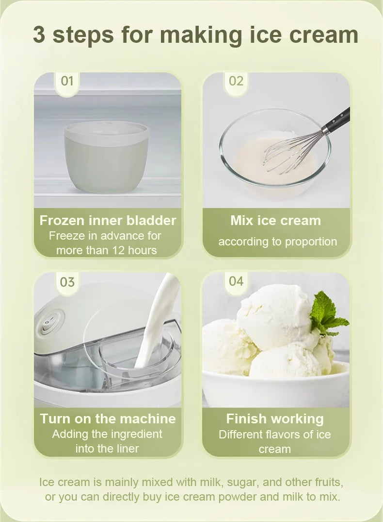 Soft Serve Ice Cream Machine Blender Automatic Snow Cone Milkshake Mixer Icecream Maker Sorbet Fruit Dessert Yogurt Freezer 1L