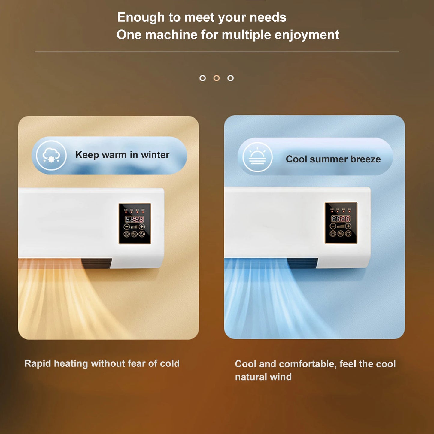 Electric Air Conditioner Fan Wall Mount Easy  Temperature  Timer Heating and Cooling Fan Cooling Heating Fan