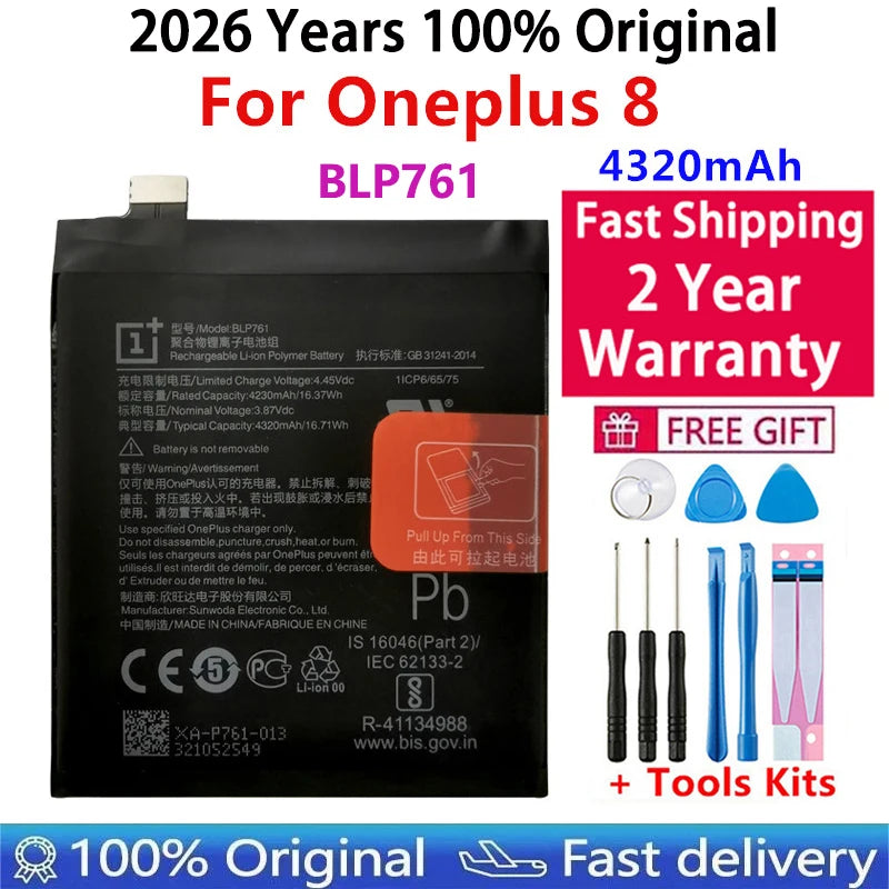 Original Battery For Oneplus one 1+ For OnePlus 1 2 3 1+3 One Plus Nord 2 N10 X 3 3T 5 5T 6 6T 7 7T 8 8T 9 9R Pro Plus Batteries