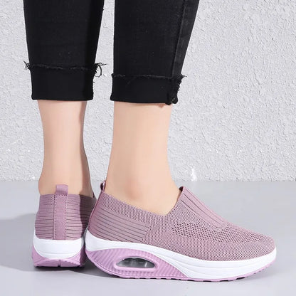 Summer Women Fashion Vulcanized Sneakers Platform Solid Color Flat Ladies Shoes Casual Breathable Wedges Ladies Walking Sneakers